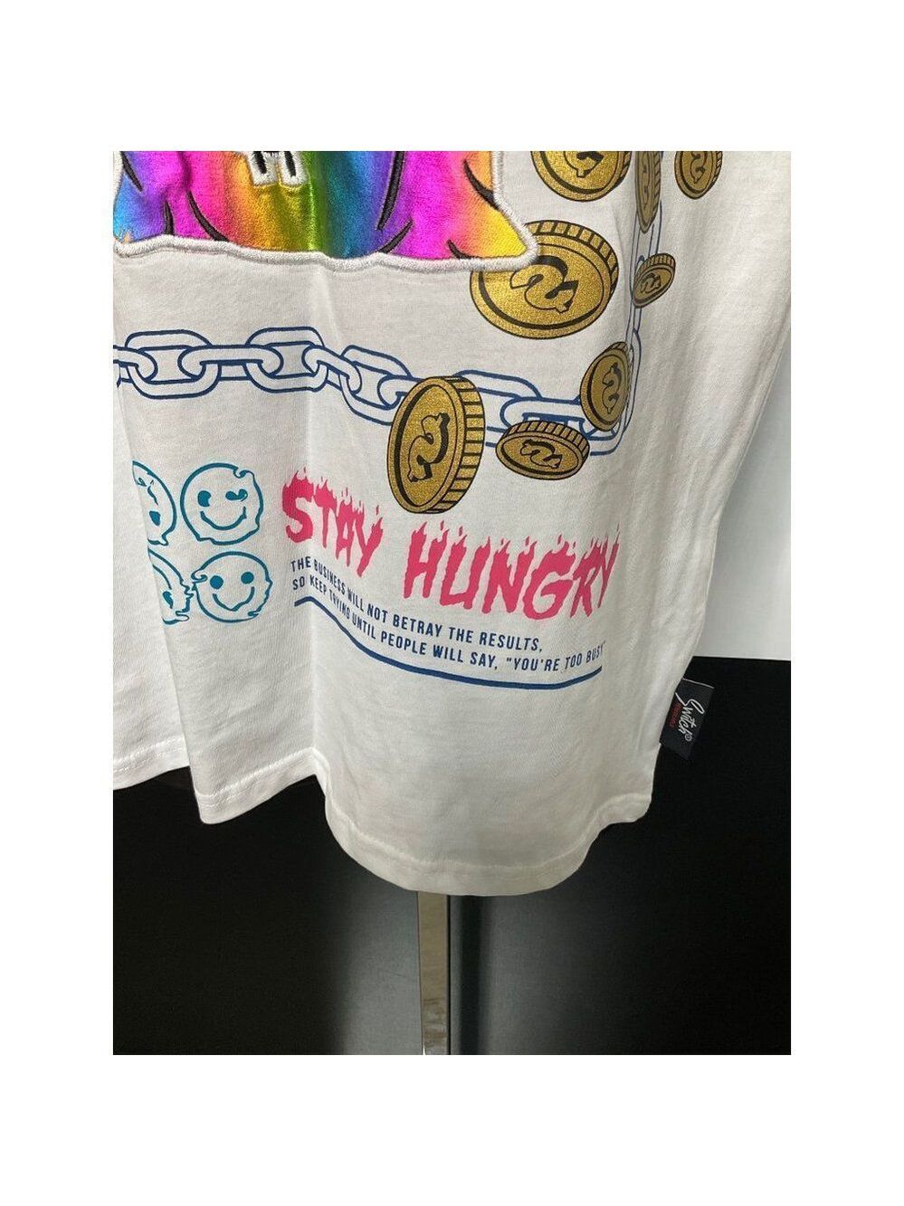 𝅺SWITCH Remarkable Mens White FLEX HARD Short Sleeve T Shirt Large Streetwear - Picture 4 of 7